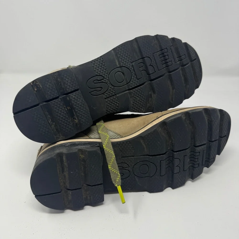 Sorel Lennox Hiker STLT Boot Womens 9.5 Khaki Green Leather‎ NL4841-397